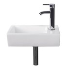 Wall Mount Bathroom Corner Sink Ceramic Vessel Small Sink W  Faucet Drain White