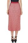 Vince Camuto Women s Red  Pink    Ivory Pleated Elastic Waist Midi Skirt New
