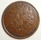 1856 Nova Scotia Half Penny Major Error - Missing Date Tapered Planchet 7 08g