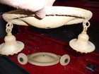 2 Vintage 1920s  2-bulb Stamped Steel Ceiling Light Fixture Antique Salvage