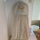 White Multicolor Hanging Diaper Stacker Holder With Bear And Heart Design