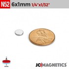 6mm X 1mm N52 Rare Earth Neodymium Small Thin Magnet Round Discs 6x1mm