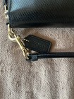 Coach Pebble Leather Double Corner Zip Wristlet- Black Style 