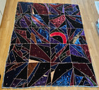 Vintage Handmade Crazy Quilt Velvet Floral Back Bright   Beautiful 59  X 72 