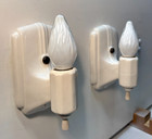 Vtg Porcelain Sconce Light Pair Bathroom Ceramic Wall Fixture Art Deco Usa  m63