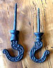 Lot Of 2 Antique Cast Iron Eastlake Ceiling Hooks For Hanging Plants   Lights