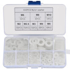 -650 Pcs White Nylon Flat Washer Assortment Kit  Round Flat Nylon Washers For   