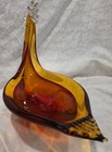 Vintage Murano Sommerso Glass Rooster Bowl Mcm Amber Venetian Centerpiece