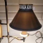 Vtg Brass One Arm Tole Student Desk Lamp Portable Table Light Metal Clip Shade