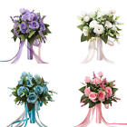 Bride Wedding Bouquet Silk Ribbon Roses Artificial Holding Flowers Accessories