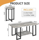 3 Pieces Living Room Table Set  Coffee Table With 2 Round End Side Tables  Coffe
