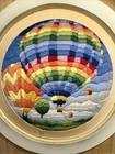 Hot Air Balloons Longstitch Completed Embroidery Framed Wall Hanging 16x16   