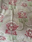 Antique French Art Nouveau Floral Cotton Fabric  2  Rose Pink Green Yellow Mauve