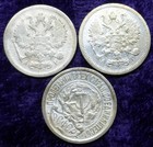 3 Russia 10-kopeks 50  Silver Coins  1902  1905  1922  3 Coins  Y 20a 2   Y 80