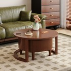 Vintage Round Nesting Coffee Table Center Cocktail Table End Table With Storage