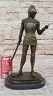 Handmade Bronze Sculpture Art Warrior Knight Armor Base Marble Base Figure Deal