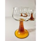 Vintage Luminarc France Beehive Amber Stem Glasses - Set Of 6