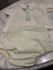 Vintage Nan-bet Baby Boy Outfit Lt Green Tie And Plastic Lined Pants