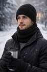 Winter Hat Scarf Gloves Set 3pcs Knit Touchscreen Unisex Warm