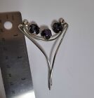 Mexico Sterling   Amethyst Hair Pin Ornament Vintage