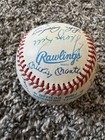 1980   s Era Hall Of Famers Autographed Baseball X21 Mantle Aaron Berra Signed Jsa