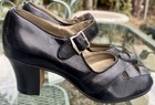 Vintage 1940 s Styl-ease By Peterman Black Leather Peep Toe Shoes