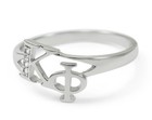 Kappa Phi Sorority Inspired Diagonal Ring With Czs   Sorority Jewelry