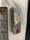 Vtg 800 Silver Lipstick Holder Mirror Cabochon Engraved Italy Ww2 Art Dec Classy