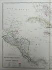 1860 West Indies   Central America Hand Coloured Antique Map By Blackie