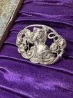Antique Sterling Silver Art Nouveau Iris Lady Pin Brooch  5 26 Gr