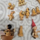 Lot Of 30 Vintage Wooden Peg Small Ornaments Angels  Trains  Bells  Snowmen   