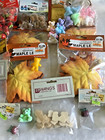 Large Lot Of Vintage Craft Items Mini Flocked Teddy Bears  Rabbits Wooden Pieces