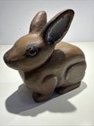 Rare Wood Hand Carved Bunny Rabbit Sculpture Listed Louisiana Artist Ivy Billiot