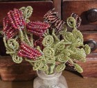 Vintage French Handmade Beaded Flowers 2 Stems 6 Or 5 Flowers