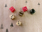 A Lot Of 6 Vintage Dice    Cream  Red  Transparent Green