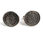 Vintage Mexico Sterling Silver Cufflinks Aztec Calendar Mayan Cuff Links