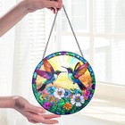 Couple Hummingbird Suncatcher Stained Glass Window Hanging Decor