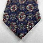 Stafford Necktie Neckwear Tie Geometric Medallions 57   l X 4   w Blue Multicolor