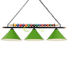 47  Hanging Pool Table Light Billiard Lamp W 15 Real Billiard Ball 3 Metal Shade