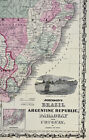 1864 Johnson Map Brazil Rio De Janeiro Diamond Region Argentina Amazon Recife