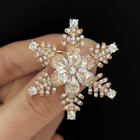 Luxury Christmas Snowflake Brooch Pin Gold Crystal Rhinestone Jewelry Gift Women