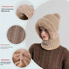 3-in-1 Women Knit Hat Winter Beanie Thermal Neck Gaiter Hooded Ear Flaps Cap New