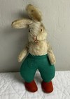 Antique Steiff Bunny Rabbit With Green Pants  Button In Ear  1950   s  Germany