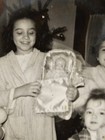 Vintage Christmas 1953 Photo Snapshot 4 Young Girls With There Dolls Doll  d6 