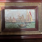 Vintage Italian Antique Micro Mosaic Plaque     venetian Canal Scene    Ca 1920   s 