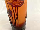Antique French Cameo Glass Vase- Signed Galle     Art Nouveau    poppy Design