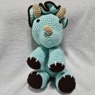 Handmade Crocheted Triceratops Amigurumi Stuffed Toy Dinosaur 15  Teal Brown