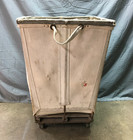 Vtg Industrial Roll Cart Basket Canvas Storage Steampunk Laundry Bin 1029-26b