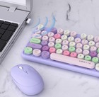 Ubotie Colorful Computer Wireless Keyboard Mouse Combos  Typewriter Flexible Key