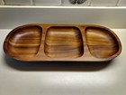 Bobby Flay Teak Sectioned Divided Oval Wood Wooden Serving Tray Bowl Charcuterie